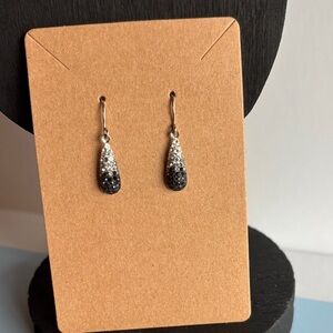 Black and Silver Teardrop Dangle Earrings